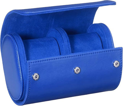 PATIKIL Watch Roll Travel Leather Case, Portable 2 Watch Roll Box with Pillow for Men Women Home Storage Display Gift Storaging Organizer, Blue