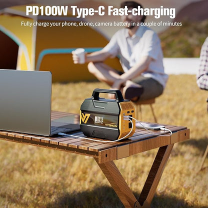 VTOMAN FlashSpeed 300 Portable Power Station, 300W 230Wh LiFePO4 Battery with 3000 Life Cycles, 100W PD USB-C Fast Charge, 6 Outputs for Outdoor Camping, Home Backup, RV, Off-Grid