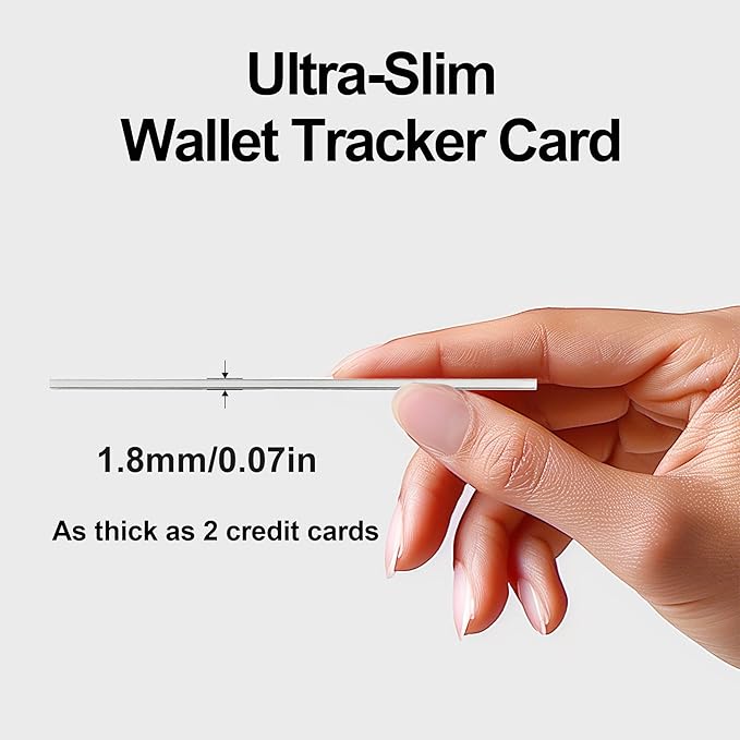 Ultra-Slim Wallet Tracker Card 1-Pack Works with Apple Find My (iOS Only) - 0.07in Thin Air Tag Card with 90dB Find Sound, IP68 Waterproof, Wireless Charging - for Passport, Luggage, Keys etc