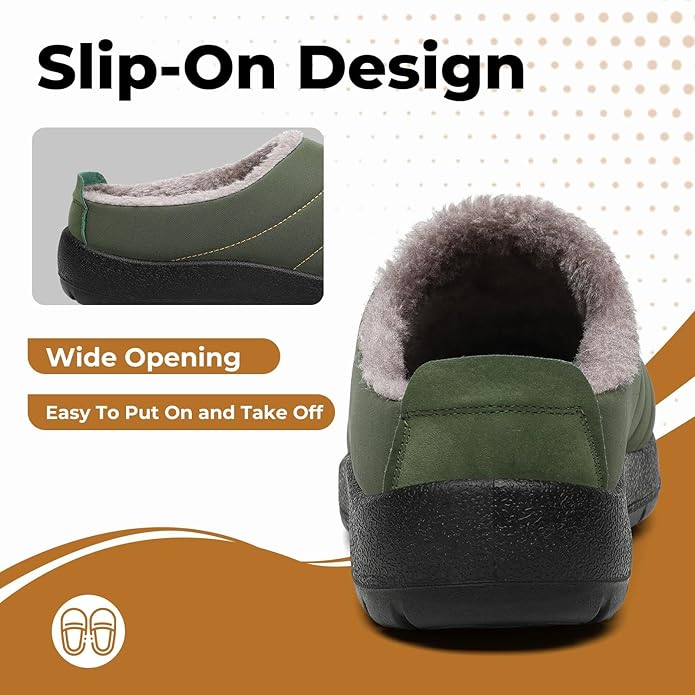 Mishansha Mens Womens House Slippers Warm Fur Lined Winter House Shoes Slip on Cozy Indoor Outdoor Slipper