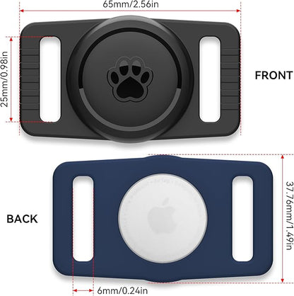for Airtag Dog Collar Holder 2 Pack,Waterproof cat Collar Holder for Apple AirTag, Silicone Air Tags Case for Cat Dog Collars(Navy&Black)