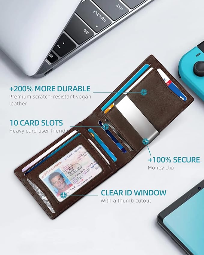 Zitahli Men's Wallets Airtag Holder Slim Rfid Leather with Gift Box
