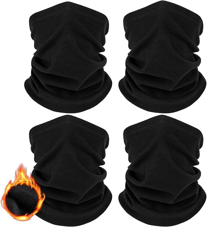 4 Pack Winter Neck Warmer, Neck Gaiter Ski for Men & Women, Soft Fleece Face Cover Mask Scarf for Cold Weather