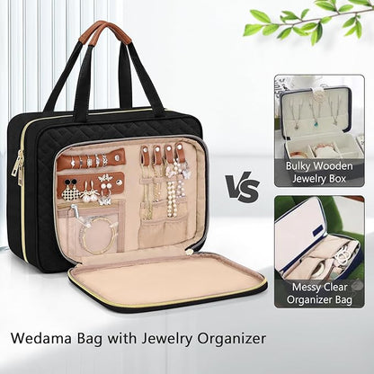 Wedama Toiletry Bag for Women, Large Cosmetic Travel Bag, Hanging Toiletry Bag for Bathroom, Thickened PVC Waterproof Makeup Bag, Toiletries Bag for Travel Business Trips and Camping, Black