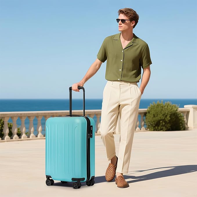 KYME Luggage Sets 2 Piece Hardshell 20"/24" Suitcase with Double Spinner Wheels Hardside Suitcases Sets with TSA Lock PC+ABS Travel Luggage (Mint Green, 2Pcs Set(20"/24"))