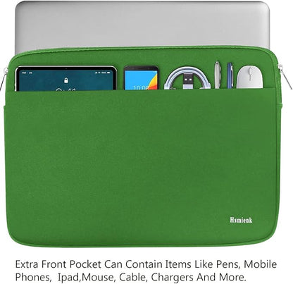 Laptop Sleeve Case 14 inch, Shockproof Protective Notebook Cover Bag with Accessory Pocket, Durable Carrying Laptop Case Compatible for MacBook HP Lenovo Dell Asus Acer, Green
