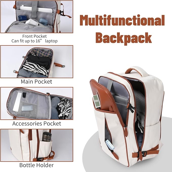 5-Piece Lightweight Luggage with Backpack Sets, ABS+PC Hard Shell Suitcase with TSA Lock & YKK Zipper (White, 20in/24in/28in/BP/TB)