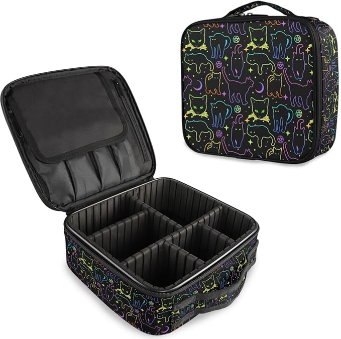 MNSRUU Makeup Bag Witchcraft Black Cats Makeup Bag Organizer Travel Cosmetic Bag Portable Large Capacity Toiletry Bag for Women, Make Up Bags with Zipper