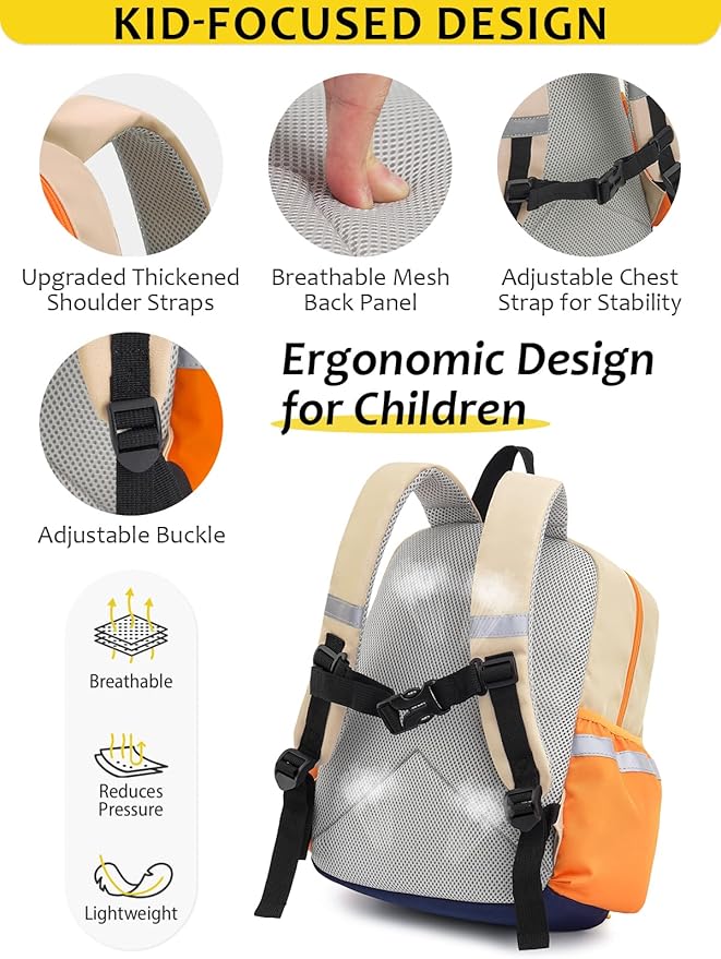 Toddler Backpack for Boys Girls 2-5, Kids Preschool Backpack, 13inch Little Kids Backpack Daycare School Bookbag for Kindergarten Elementary School Travel,Yellow