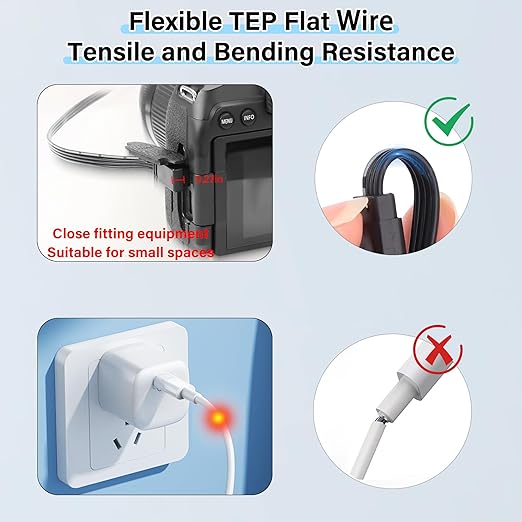 Flexible USB Type-C to Micro USB Cable,90 Degree Micro 5pin to USB C Flat Data Cable,Type C-to-Micro Short Flat Cable Supporting Charging& DataTransfer,for Phone,Camera,Laptop-30CM (Down)