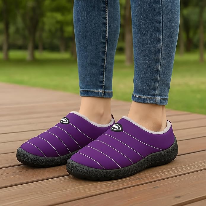 Mishansha Mens Womens House Slippers Warm Fur Lined Winter House Shoes Slip on Cozy Indoor Outdoor Slipper