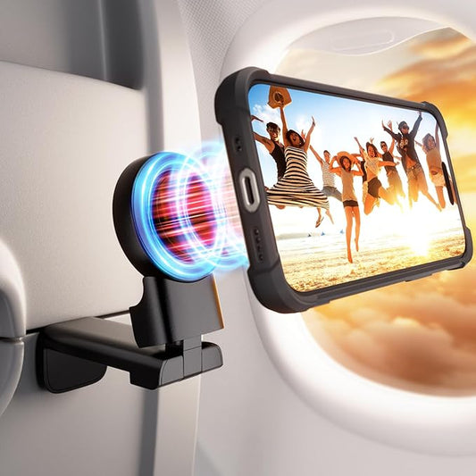 Klearlook for Magsafe Airplane Phone Holder for Flying, Hands-Free 360° Rotation for MagSafe Accessories, Magnetic Holder for iPhone 12-15, Travel Accessories Must Haves