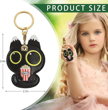 Leather Keychain Case Holder Compatible with Apple AirTag, GPS Airtag Keychain Finder Tracker with Key Ring, Anti-Scratch Protective Air Tag Cover