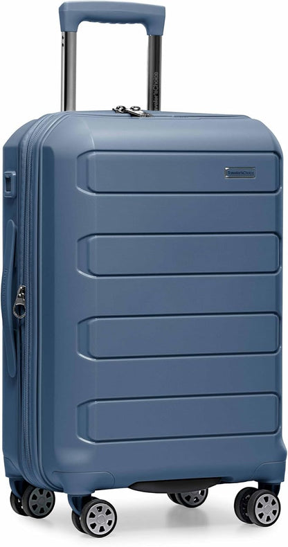 Traveler's Choice Pagosa Indestructible Hardshell Expandable Spinner Luggage, Slate Blue, 22-Inch Carry-on