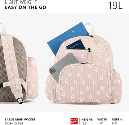 Corduroy Kids Backpack for Girls, Girls Backpack 5-9, Kindergarten Elementary School Bookbag for Girl 15.3" H Fit Folder