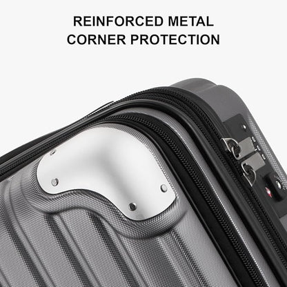 LEVEL8 Grace Carry on Luggage, 20 Inch Expandable Hard Shell Suitcases with Wheels, Abs+Pc Harshell Spinner Luggages with Tsa Lock, Travel Bag for Women Men, Grey