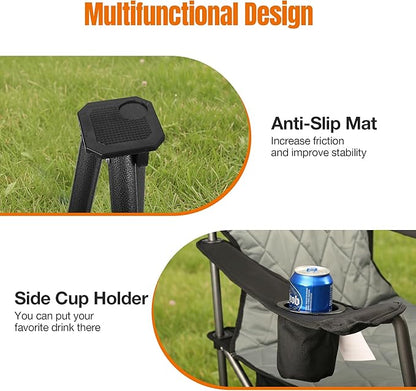 Camping Chairs Portable Chair Folding Chair with Cooler Bag and Cup Holder for Outdoor,Sports,Beach,Fishing, Hiking, Travel, Picnic, Backyard,1PC,Black