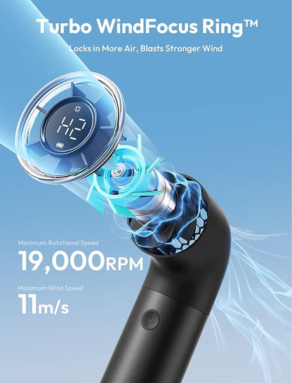 Aecooly Portable Handheld Fan, Powerful Turbo Mini Fan, 19000 RPM High Speed Aero Pro, 15H Max Cooling Time, 6 Speeds Aluminum Case, Pocket Rechargeable Personal Small Travel GIfts for Women-Black