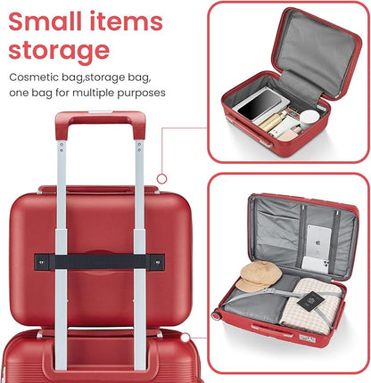 Merax Luggage Set 4 Piece Suitcase with Case Expandable Spinner Wheels Hardshell Airplane Approved Luggage Sets,Wine Red,14/20/24/28