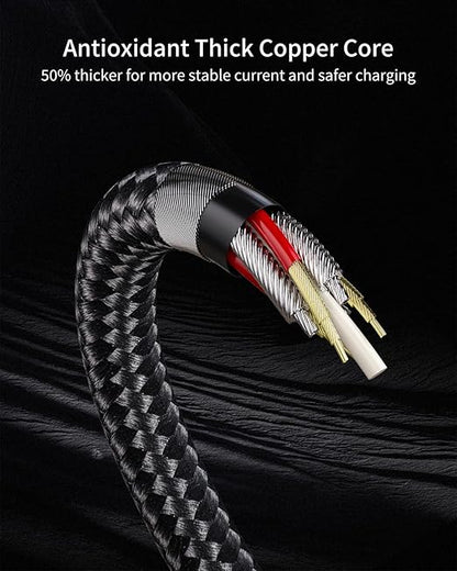 1.5 FT USB C Cable, Short USB to USB C Cord [18 inch, 3 Pack] Braided USB Type C Charging Cable Compatible with iPhone 16 15 Pro Max, Galaxy S24 Ultra A15, Moto LG, Google Pixel and Car