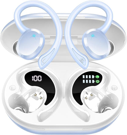 Wireless Earbud, Bluetooth 5.4 Headphones IP7 Waterproof for Sport, 48H Running Wireless Earphones with ENC Noise Cancelling Mic, Deep Bass Over Ear bud with Earhooks for Android, iOS, Workout, Gym