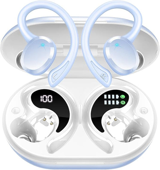 Wireless Earbud, Bluetooth 5.4 Headphones IP7 Waterproof for Sport, 48H Running Wireless Earphones with ENC Noise Cancelling Mic, Deep Bass Over Ear bud with Earhooks for Android, iOS, Workout, Gym