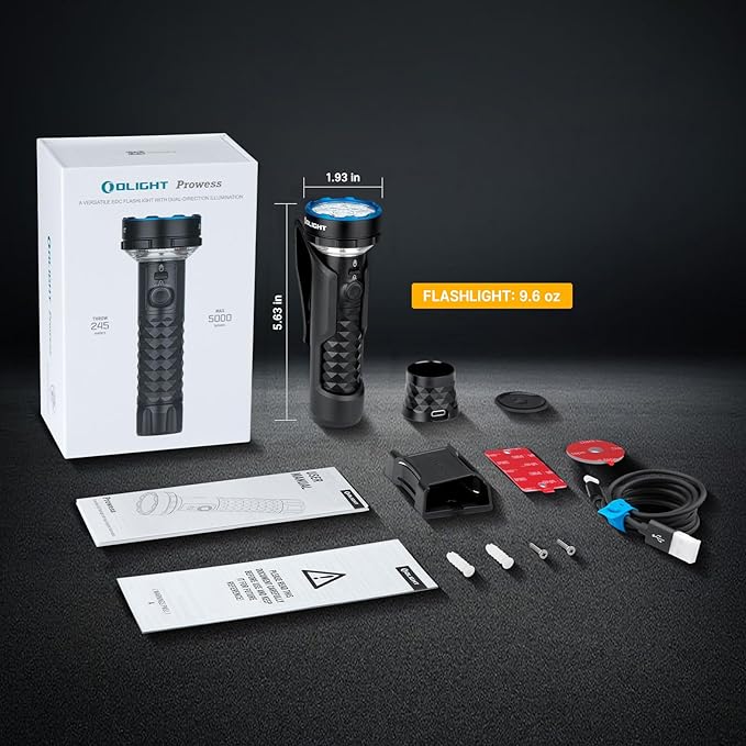 OLIGHT Prowess Rechargeable High Lumen Flashlights, 5,000lms Super Bright Flashlight with Holster, High-Efficiency USB-C Charging LED, Bidirectional Lighting