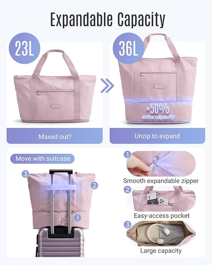 LIGHT FLIGHT Luggage Sets, Carry On Luggage 22x14x9 Airline Approved, Carry On Travel Bag Suitcases with Wheels, Expandable Hardside Lightweight Rolling with TSA Lock 2-Piece Set (DB/20),Rose Purple