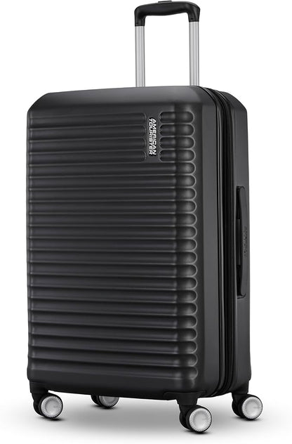 American Tourister Stratum 3.0 Medium 24-Inch Spinner, Airline Approved, Durable Hardside Luggage, Expands 1.5", RightHeight™ Adjustable Handle, Black