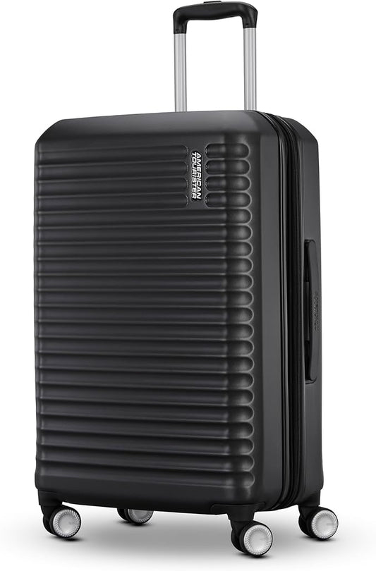American Tourister Stratum 3.0 Medium 24-Inch Spinner, Airline Approved, Durable Hardside Luggage, Expands 1.5", RightHeight™ Adjustable Handle, Black
