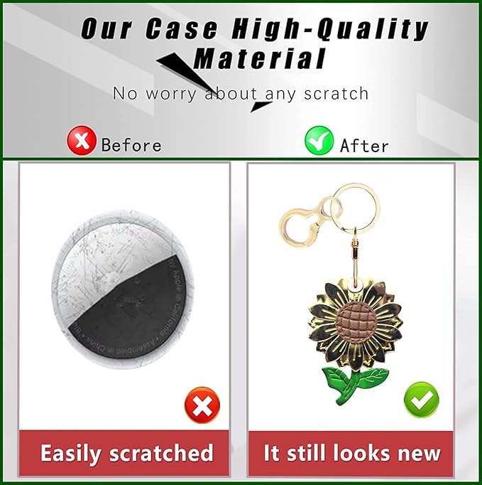 Shiny Leather Charm Keychain Holder Case Compatible with AirTag,Cute Protective Cover with Keyring,Anti-Scratch Finder GPS Tracker Case for Wallet Keys,Bag,Pets(Flower A)