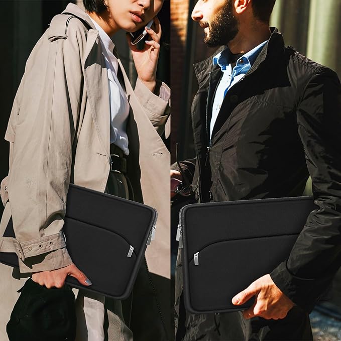 Laptop Sleeve Case 15.6 inch, Durable Portable Monitor Protective Cover with Front Pocket, Traveling Computer Carrying Bag Laptop Sleeve Compatible for HP, Dell, Asus, Lenovo, Black