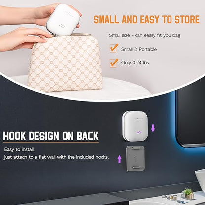 Toothbrush Sanitizeri Case with U V-C Lights, Dryer Heating, Fan Drying - Rechargeable Portable Toothbrush Cover, Hook Wall Mount Sterilizeri Box for Home, Travel & Fits All Toothbrushes