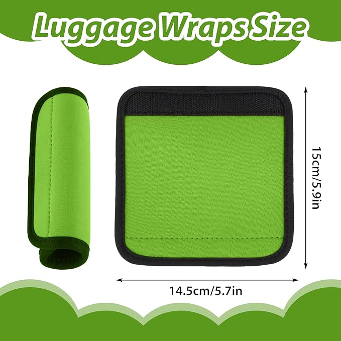 2 Pack Luggage Handle Wraps for Suitcase, Bright Color Comfort Soft Handle Covers Suitcase Luggage Handle Wrap Luggage Tag Wraps Travel Accessories (Fluorescent Green)
