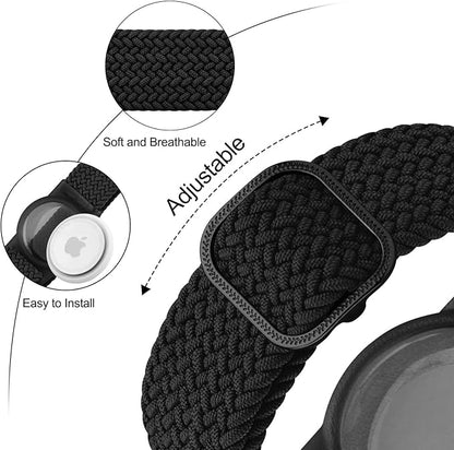 Vanjua Wristband for Apple AirTag, Protective Case Compatible with Air Tag GPS Tracker Holder with Braided Bracelet, Adjustable Anti Lost Watch Band for Toddler Child Elder (Black)
