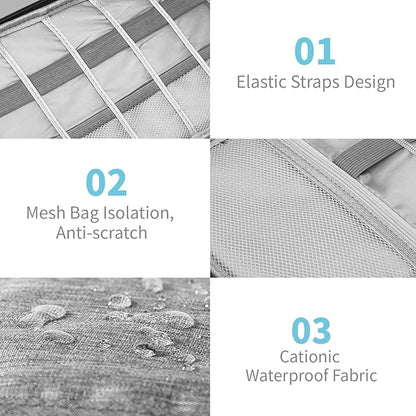 Electronics Organizer Travel Case,Electronic Accessories Storage Bag,Travel Cord Organizer Bag for Small Charging Cord Storage,Cables,2 Packs Black&Grey