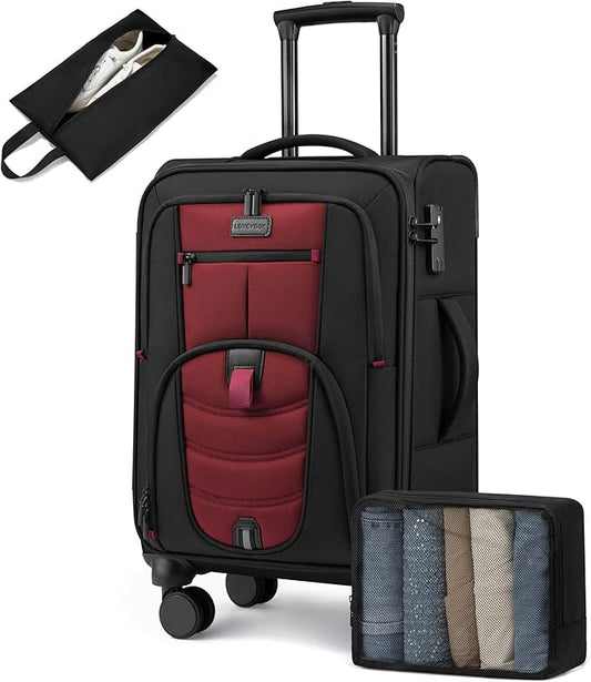 Carry On Luggage 22x14x9 Airline Approved, 22-Inch Suitcases with Spinner Wheels, Softside Carry-on Luggage with TSA Lock for Men Women Business Trip, Lightweight Large Capacity Luggage for Travel