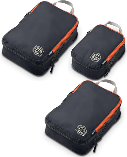 Compression Packing Cubes Set for Travel - Lightweight, Durable Clothes Organizer for Carry-On Luggage and Suitcases by TRIPPED Travel Gear