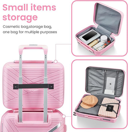 Merax Luggage 4 Piece Set Hardside Expandable Suitcase Set with Case,Travel Luggagewith Spinner Wheels,Airplane Approved Carry On Luggage Sets,Pink1,14/20/24/28
