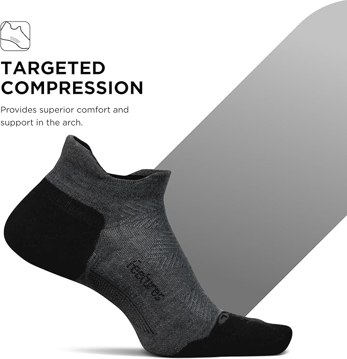 Feetures Elite Max Cushion No Show Tab Ankle Socks - Sport Sock with Targeted Compression
