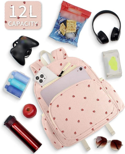 Corduroy Toddler Backpack for Girls 2-5, Preschool Kindergarten Backpack - Cute Kids Backpacks for Girls 13.7" H Fit Folder