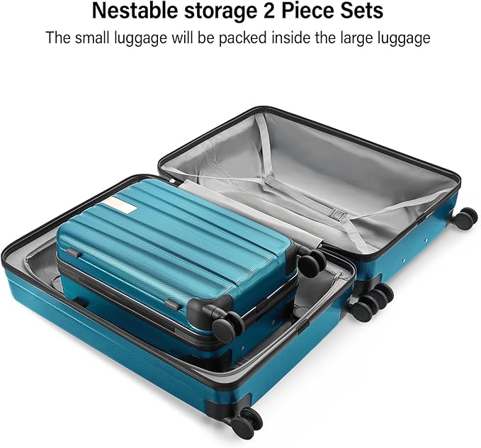 Hanke Hardshell Luggage Sets 2 Piece Extra Large Suitcases with Lock,28 Inch Luggage with Spinner Wheels, Travel Suitcase for Women Men 20 29Inch,Caribbean Blue