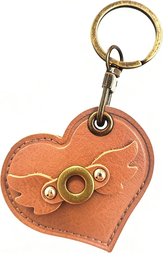 Initial Letter Leather Alphabet Keychain Holder Case Compatible with AirTag,Cute Protective Air Tag Cover with Bronze Keyring,Anti-Scratch Finder GPS Tracker Case for Pets Keys Wallet Luggage(O)