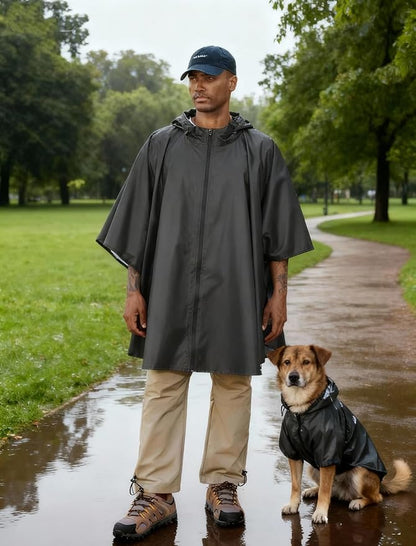 COOFANDY Rain Ponchos for Adults Full Zip Lightweight Rain Jackets Waterproof Packable Raincoats with Hood Hiking Camping