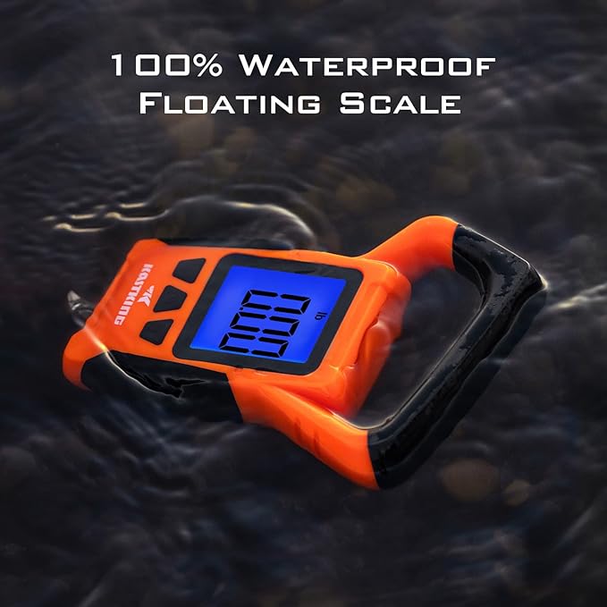 KastKing Fish Scale, WideView Floating Waterproof Digital Scale, 2.5” Large LCD Display, 110lb Capacity, Multi-Mode Pound/Ounces & Kilograms, Stores up to 9 Weights