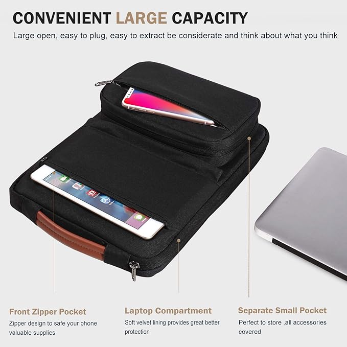 Voova Laptop Sleeve Case 13 14 Inch Compatible with MacBook Air 13 M2/M3/M4, MacBook Pro 13/14,13.5”Surface Laptop 4/5,Chromebook 14,2 in 1 Waterproof Computer Bag with Detachable Accessory Pouch