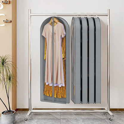 Zilink Luxury Breathable Fur Coat Storage Bags 60" Dress Bags for Gowns Long Mink Coat Garment Bag with 4" Gussted Wrinkle Free for Leather Jacket Fur Coats Puffy Dress Storage, Set of 4