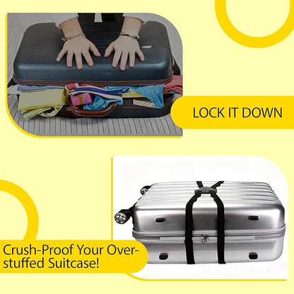 Personalized Luggage Straps Bag Bungee, 5 Pcs Custom Luggage Straps for Suitcases - Add a Bag Securely, Burst-Proof Elastic Travel Strap, High-Vis Luggage Connector Straps Adjustable 28"-95"