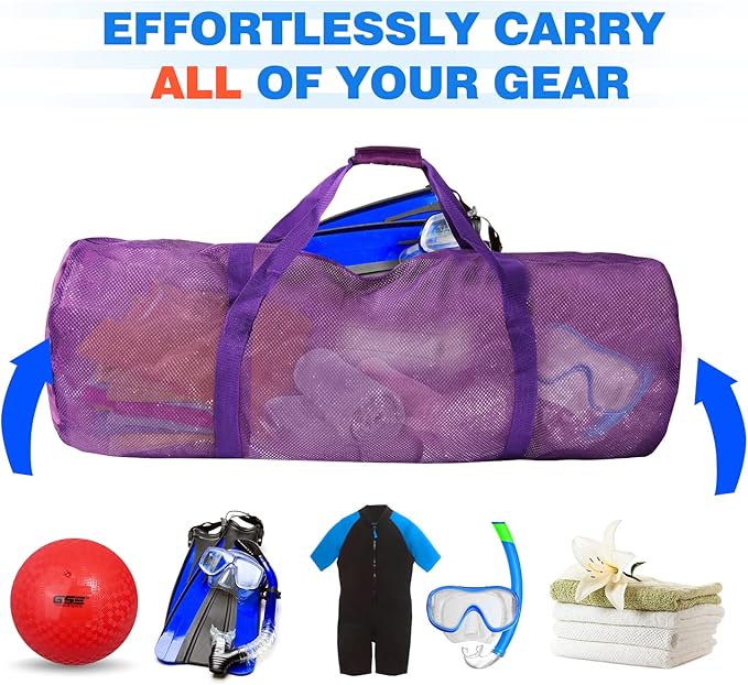 Heavy-Duty Large Mesh Sports Duffle Bag, Dry Bag, Diving Equipment Scuba Bag with Zipper. Great for Gym Workout, Sport Balls Storage, Scuba Gear, Snorkeling, Water Sports and Travel