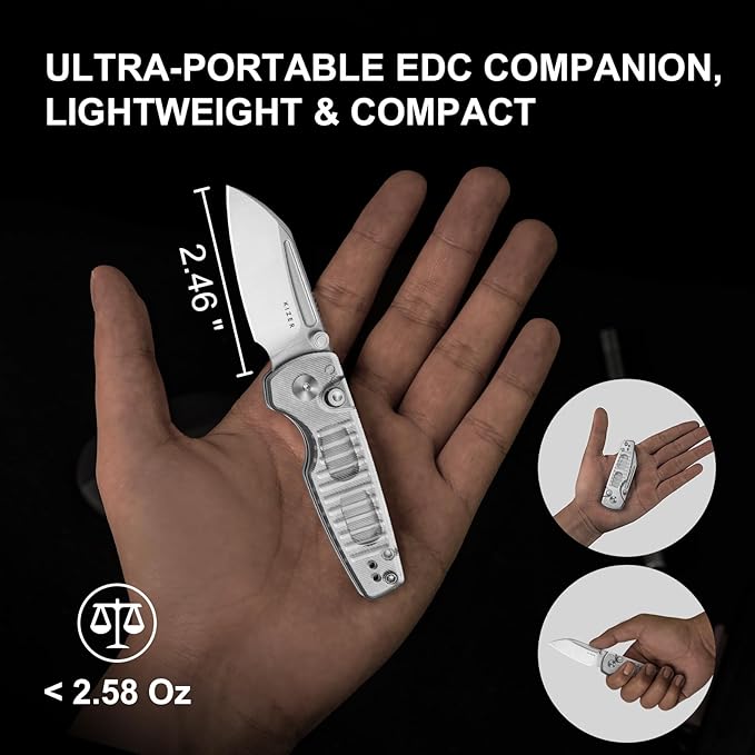 Kizer Parakeet EDC Pocket Knife, 2.46" Nitro-V Blade Folding Knife with Acrylic Handle, Thumb Stud Opener Small EDC Knives for Men Women Camping Hunting V2706A2